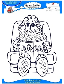 Çocuklar İçin Popcorn Boyama Sayfaları 